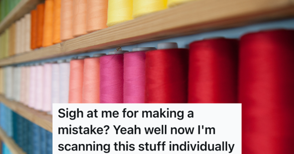 rolls of colorful embroidery thread in shelves
