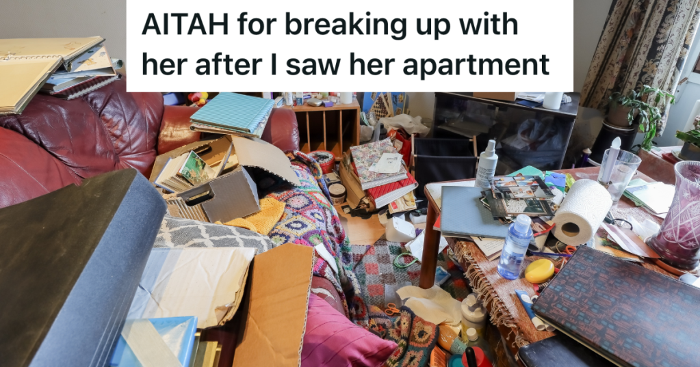 horribly messy living room with junk everywhere