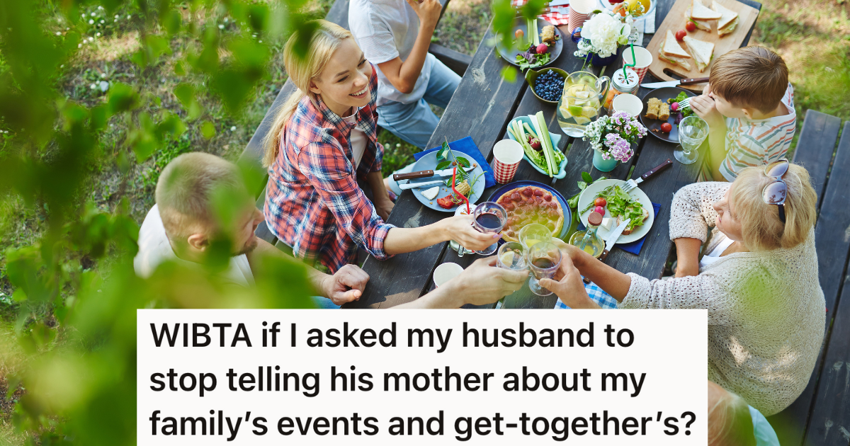 overhead shot of family eating dinner outside