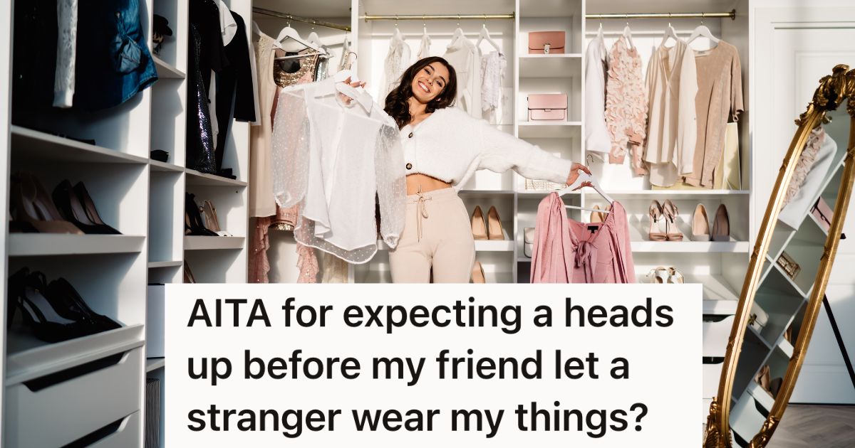 happy woman holding clothes on hangers in a huge walk-in closet