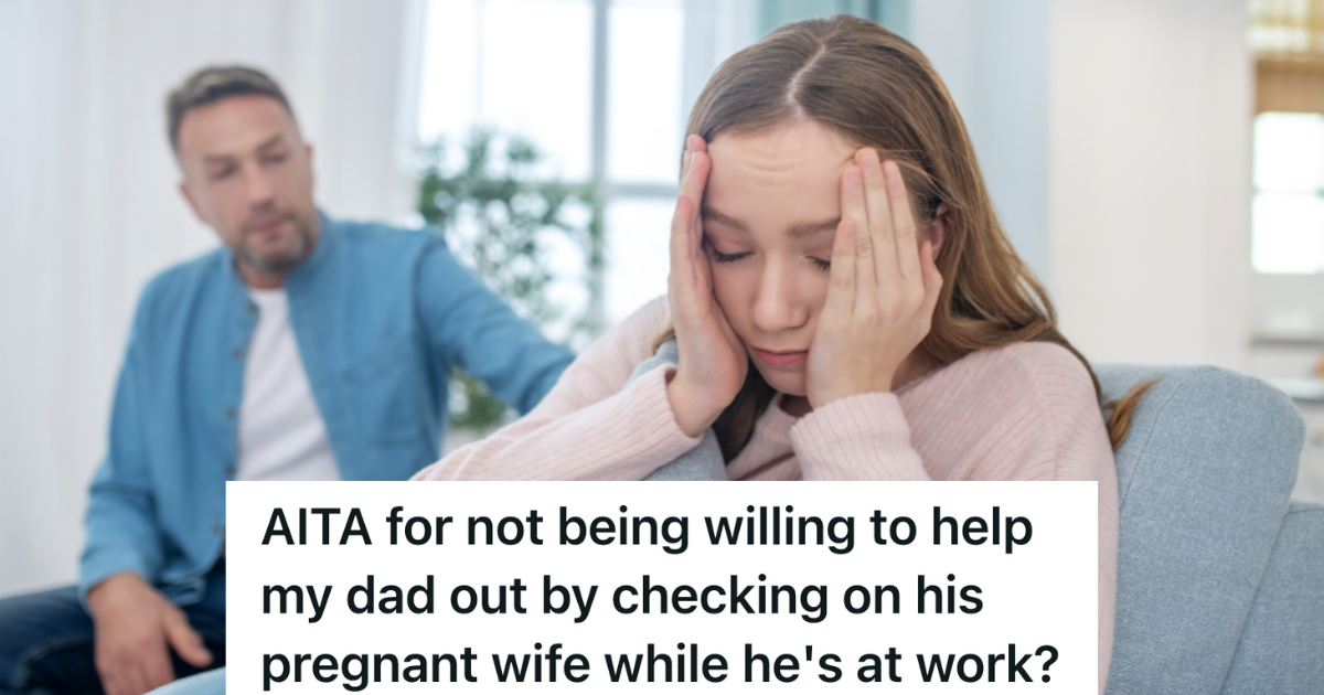 upset teenage girl faces away from her dad