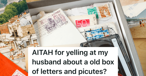 box filled with photos, letters and a cassette tape