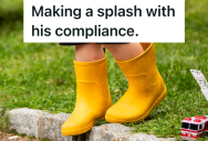 Mom Sends Kids Outside To Play When The Rain Stops, But She Warns Them To Not Go Near The Puddle By The Door