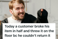 Problematic Customer Didn’t Read The Return Policy On A Cheap Record, So Instead Of Admitting His Mistake, He Snapped The Record In Half And Stormed Out In A Rage