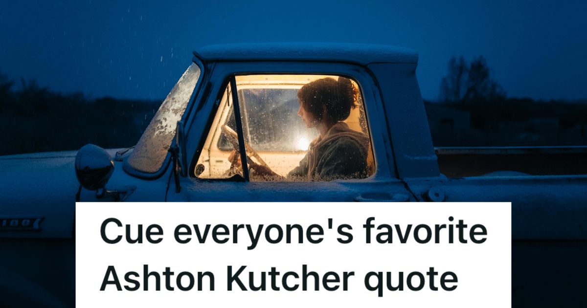 Woman driving in winter clothing