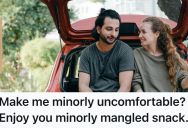 Her Husband Had Her Hold His Snack Because His Hands Were Full, So She Squished It And They Laughed