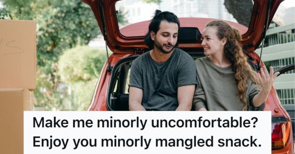 Man and woman talking in car