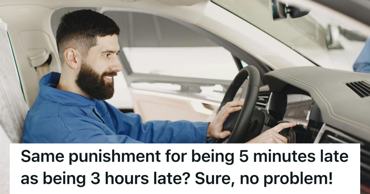 Man smiling in his car