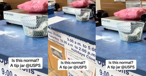 A mail service counter