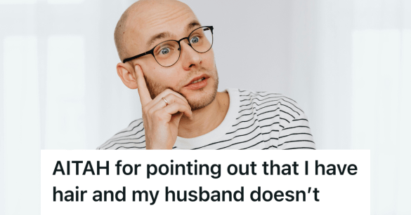 a bald man raising his eyebrows