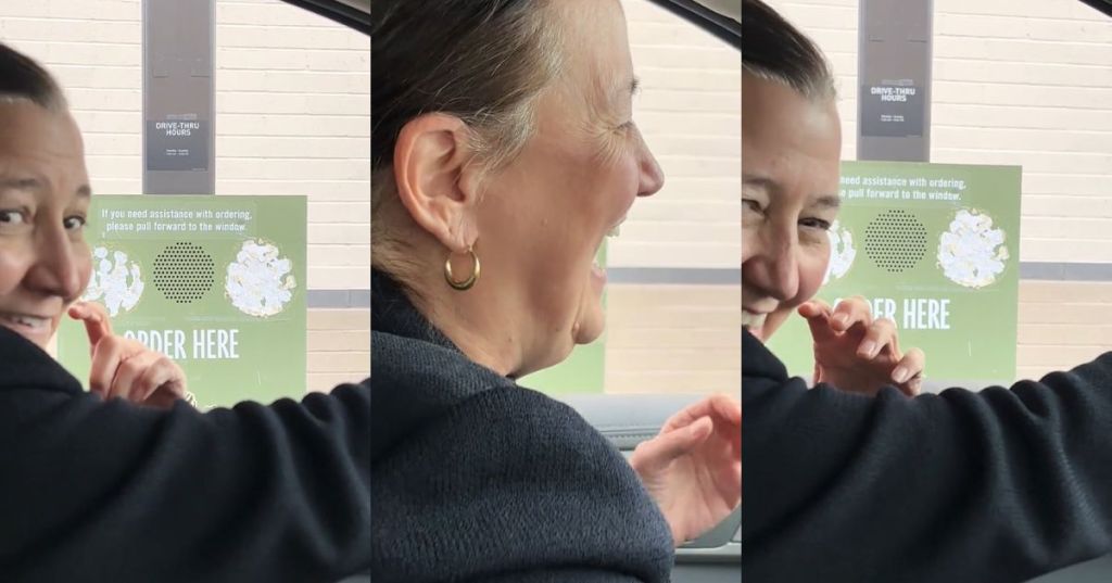Mom at a drive thru
