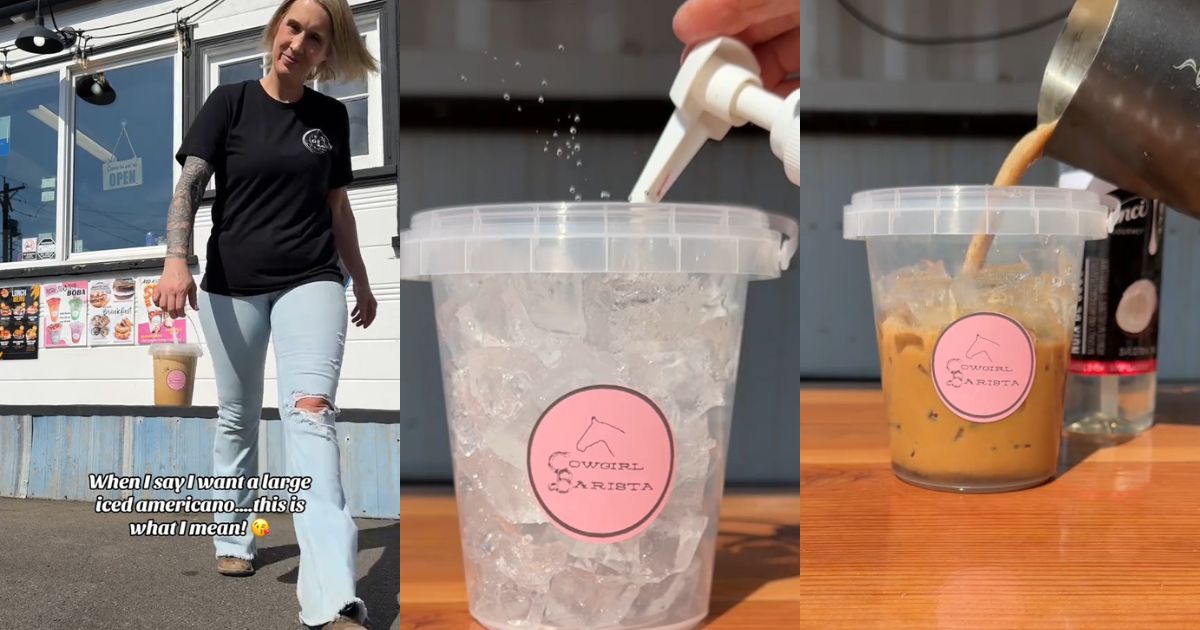Cowgirl Barista making a bucket of iced coffee