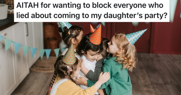 kids hugging with birthday hats on