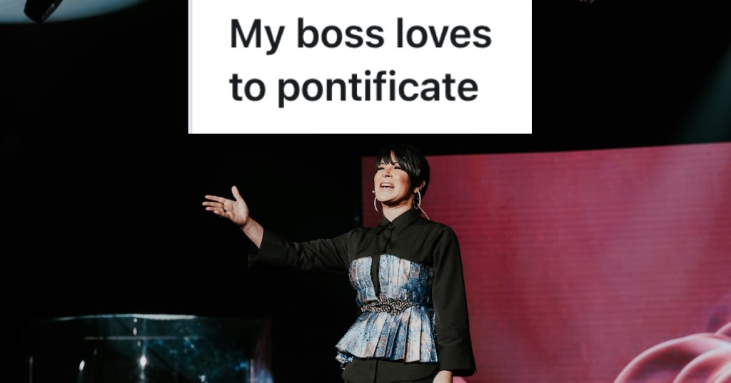 woman giving a presentation as a speaker