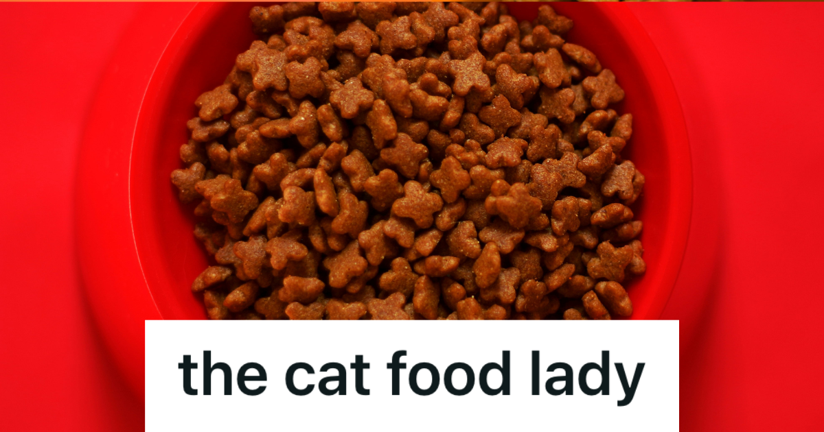 bowl of cat food red background