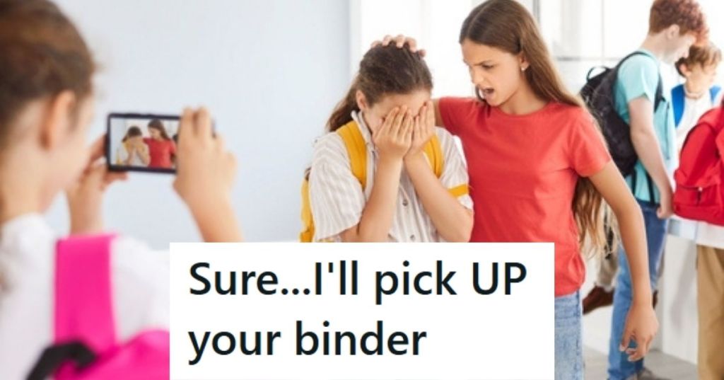 Young girl bullying another girl