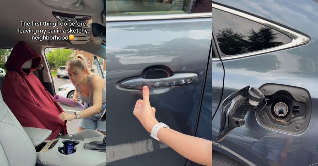 Victoria taking safety measures in her car