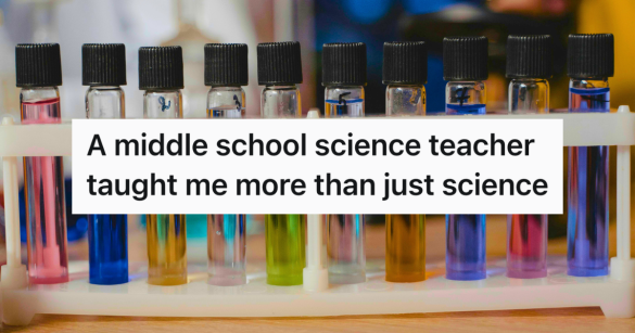 colorful beakers lined up