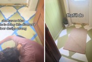 Home Designer Accidentally Tapes Her “Diamond Floors” Off Wrong, But Decides To Leave The Finished Product As-Is