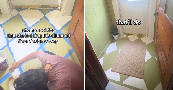 diamond design on entryway floor