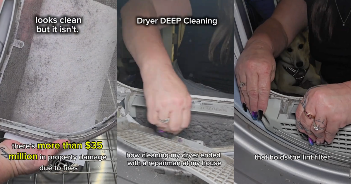 woman cleaning her dryer