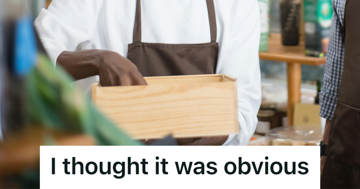 Customer Got Defensive About Sitting On Store Products, So Karma Stepped In And The Box She Sat On Gave Way grocery store employee stocking shelves