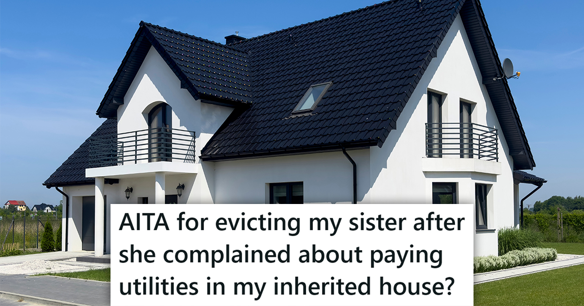 white house with a black roof