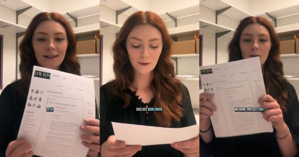 Liz in the backroom of a David's Bridal