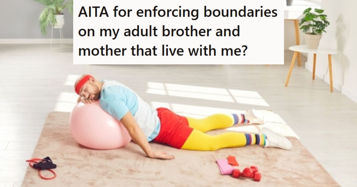 Lazy man in workout clothes