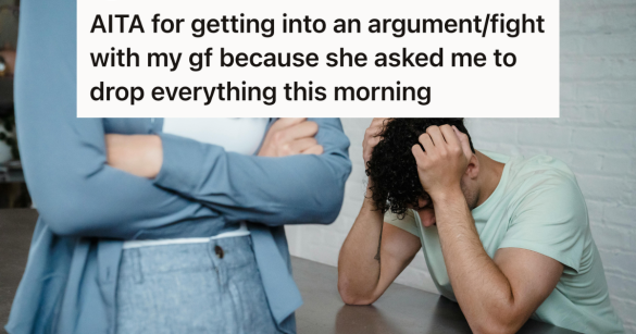 man putting hands on head while woman crosses her arms