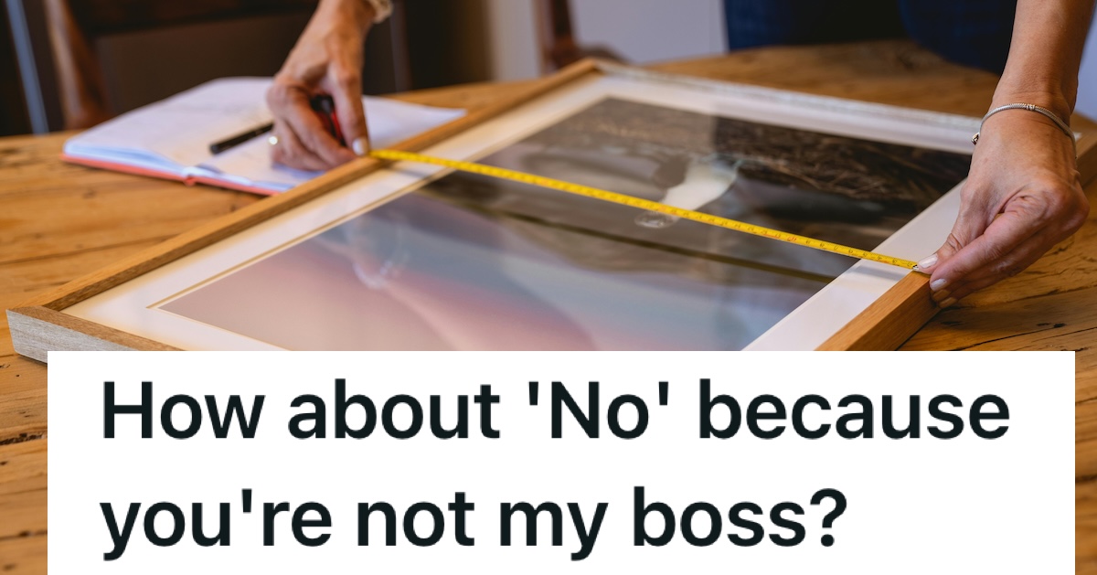 woman measuring a picture frame