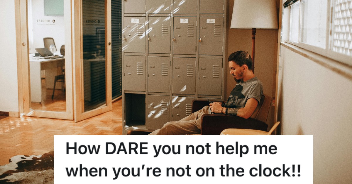 retail employee sitting in break room