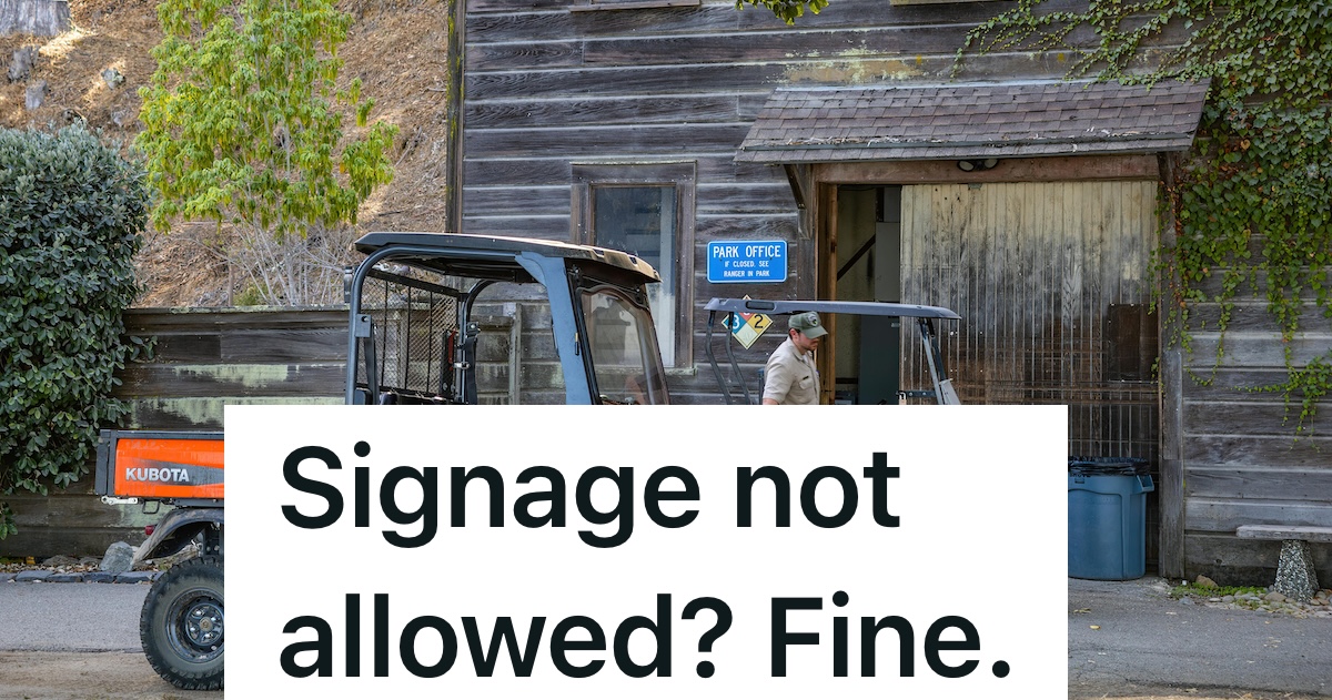 man outside rustic public park office