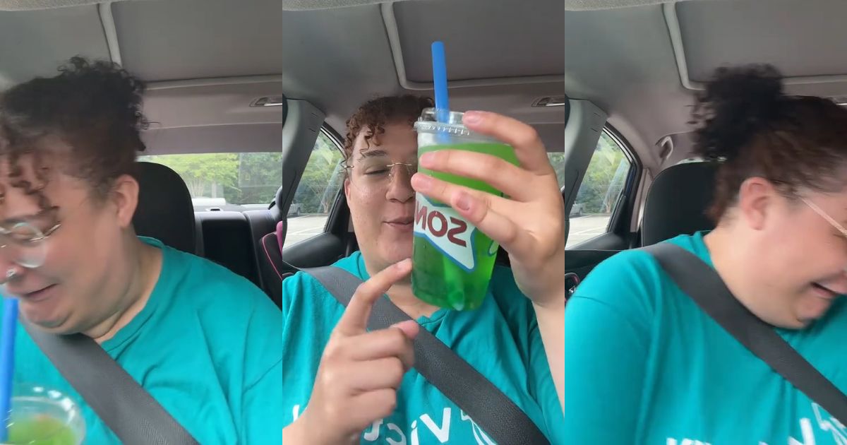 Maddie Pescrillo trying a sonic drink