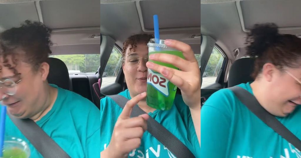 Maddie Pescrillo trying a sonic drink