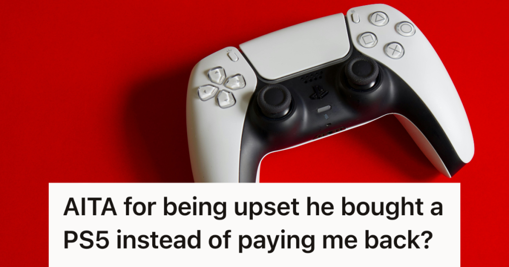 ps5 controller against a red background