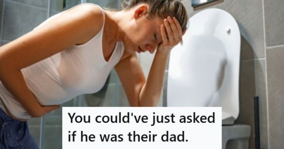 Sick woman at toilet