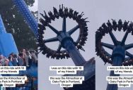 Friends Were Riding A Theme Park Ride, But The Fun Soon Turned Into A Nightmare When It Got Stuck Upside Down