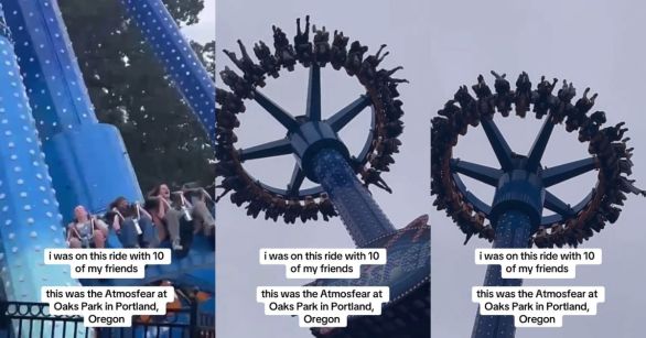 A spinning ride at a theme park