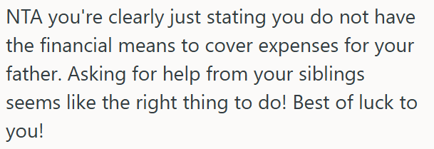 stating She Asked Her Siblings To Cover Grocery Expenses For Their Aging Father, But Her Brother Meets The Request With Anger And Resentment