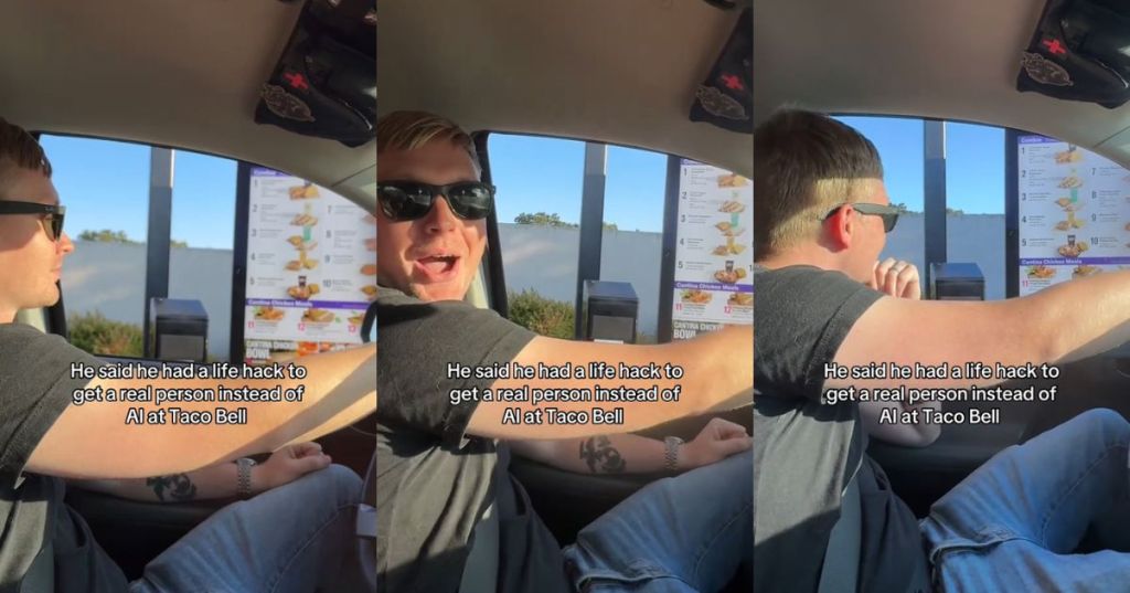 Man at a Taco Bell drive thru