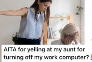 Her Inconsiderate Aunt Unplugged Her Work Computer, So She Yelled Until Her Aunt Left