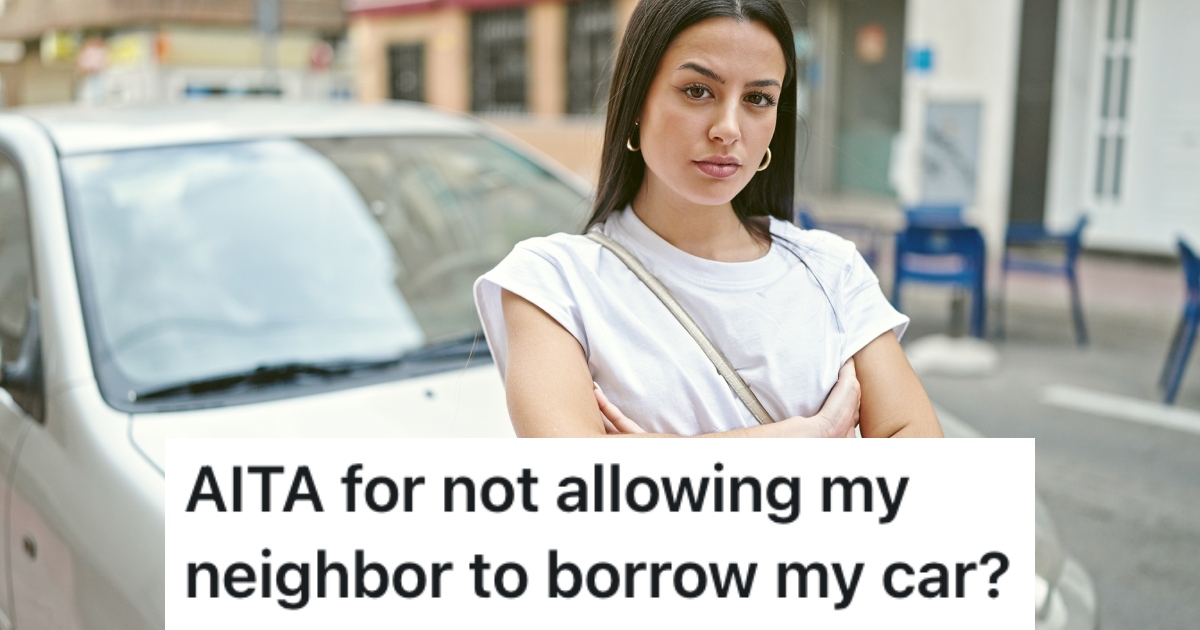 woman standing in front of her car