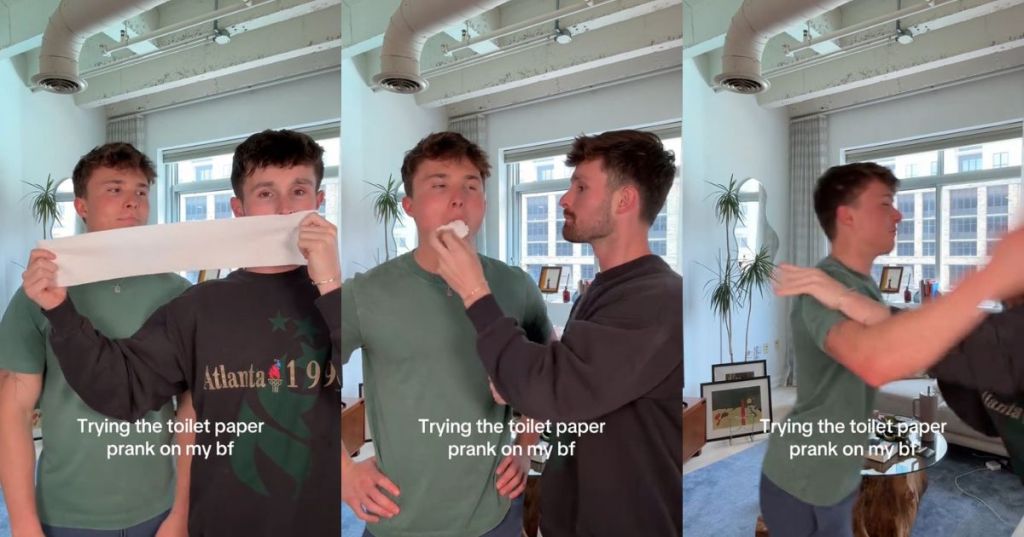 Griffin and Spencer doing the toilet paper prank