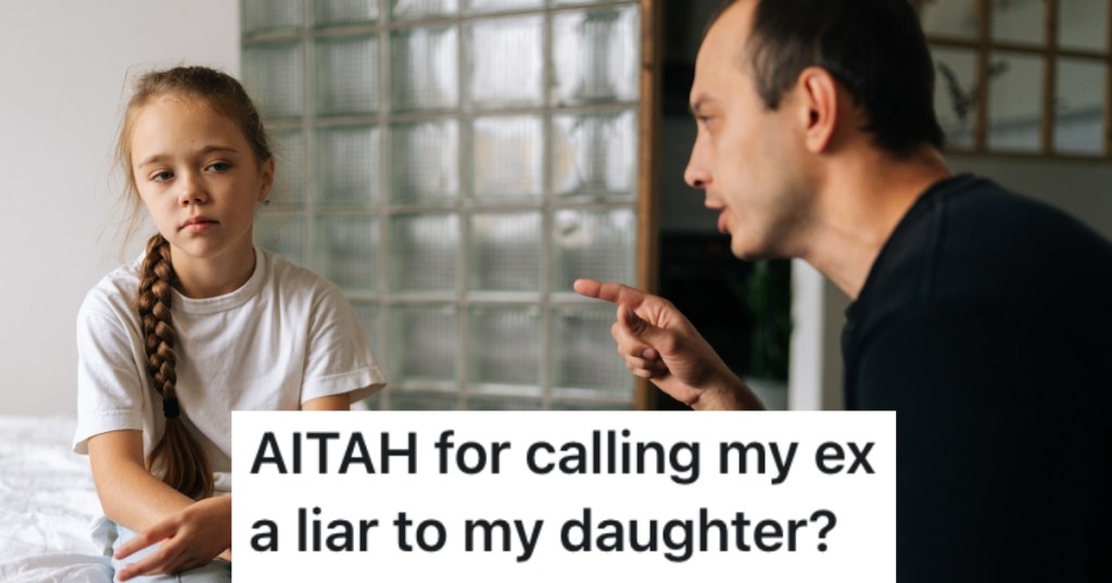 man talking to his young daughter