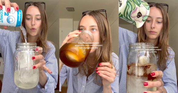 woman making a coffee drink