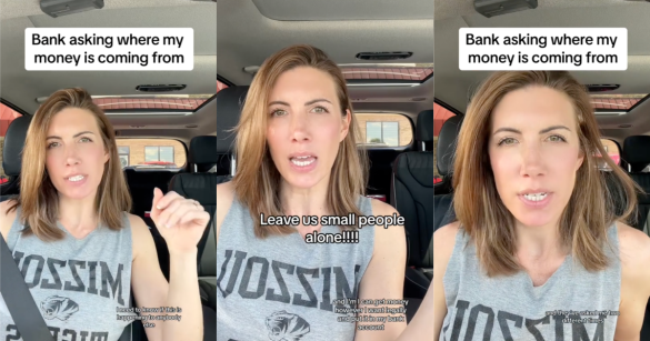 woman talking about banks