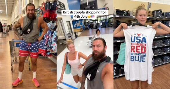 couple shopping in walmart