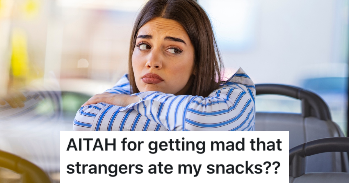 Strangers In Her Train Compartment Ate Her Snacks Without Permission, So She Told Them She Wanted Them To Pay Her Back woman sitting on a train