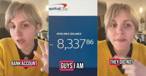 woman talking about her bank